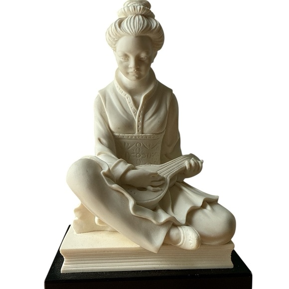 A.Gianelli Marble Asian Girl musician Statue - Picture 1 of 10
